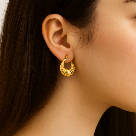 Gold Toned Anti Tarnish Crescent Moon Hoops