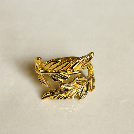 Golden Muse Rings – Set of 4 Sculpted 18k Gold Plated Statement Rings