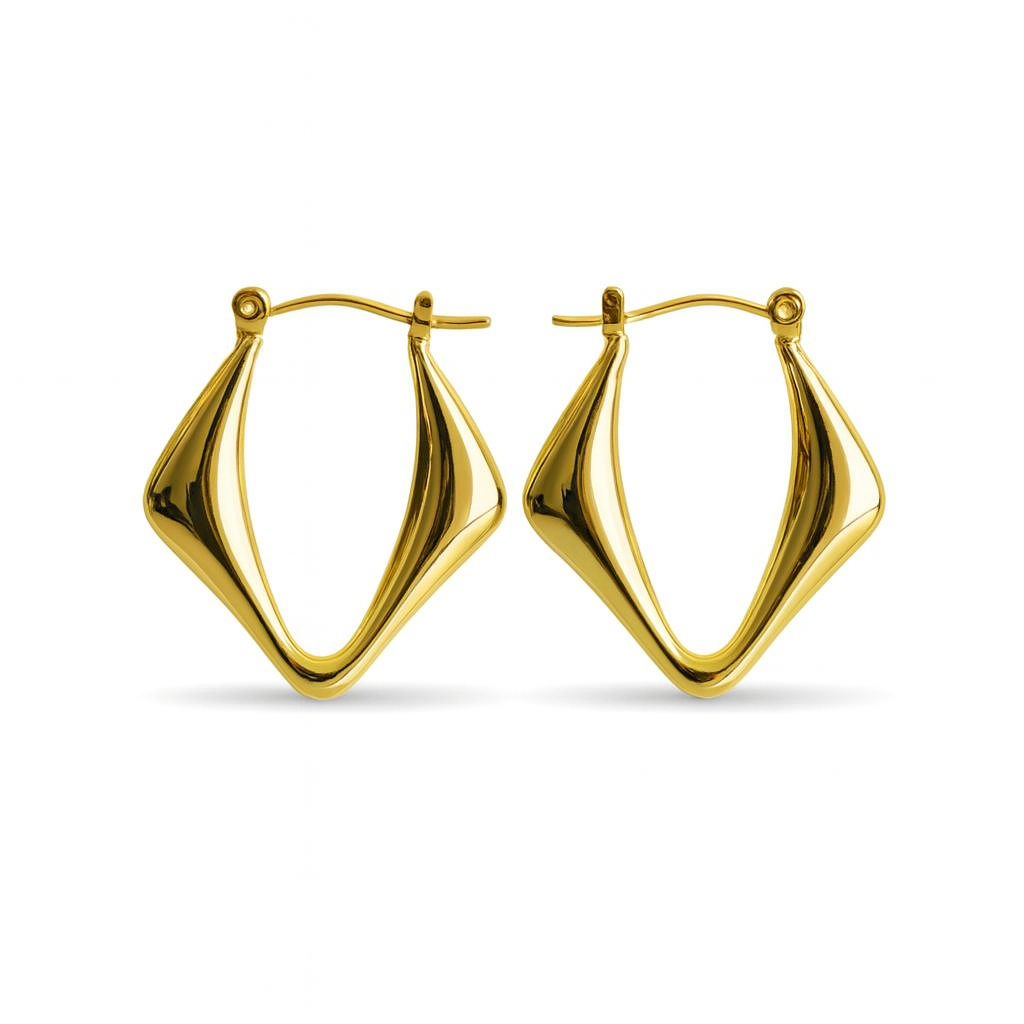 Gold Toned Anti Tarnish Geometric Hoops
