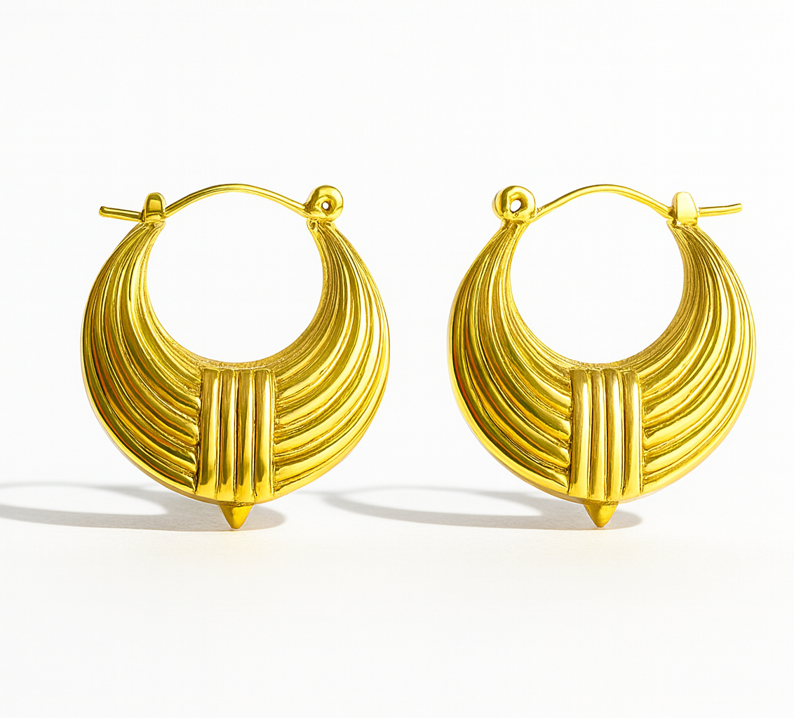 Gold Toned Anti Tarnish Crescent Moon Hoops