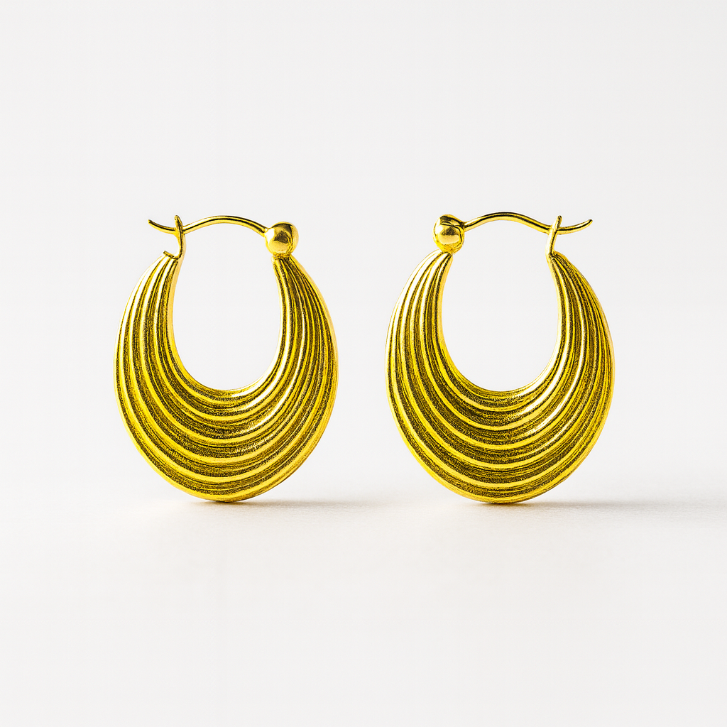 Gold Toned Anti Tarnish U Rings Hoops