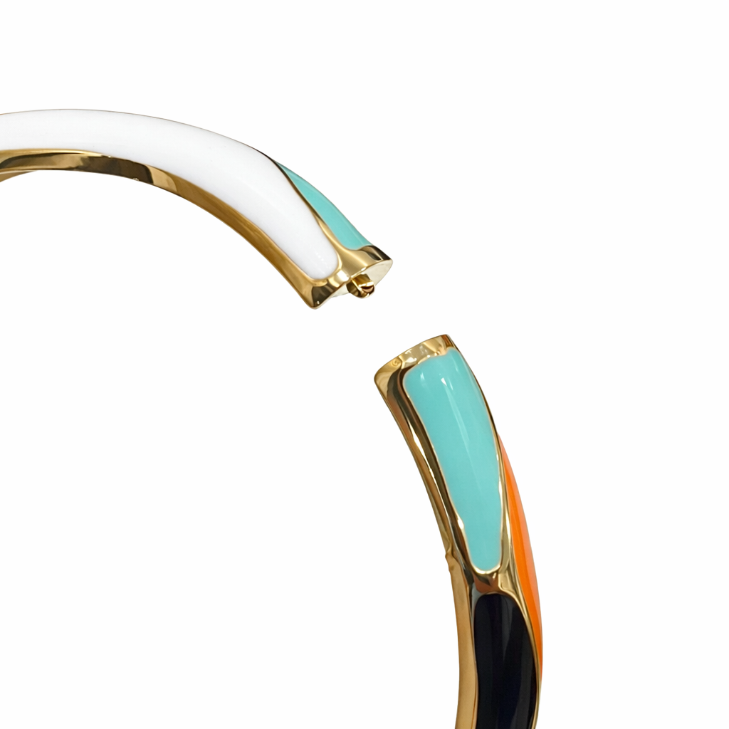 ColorWave Enamel Gold-Tone Designer Bangle