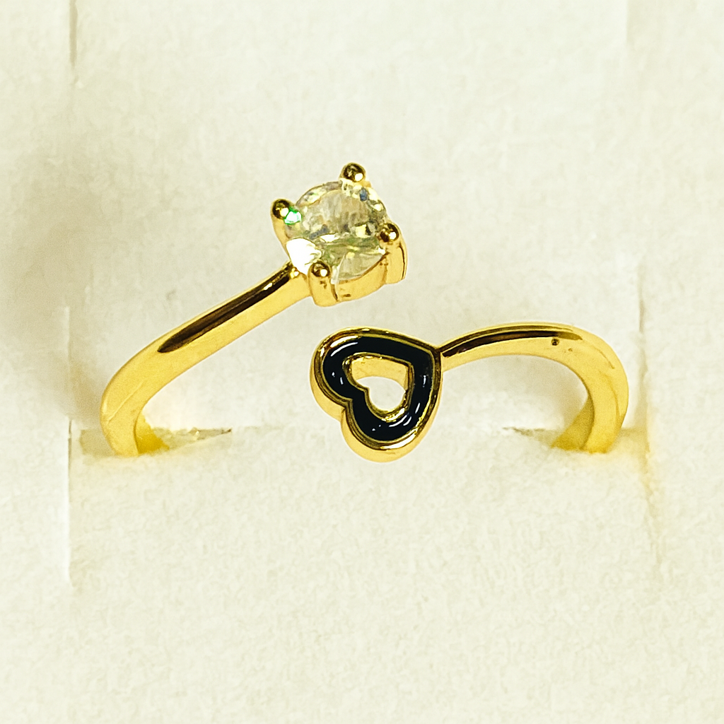 Set of 4 Elegant Zirconia Gold plated Adjustable Rings