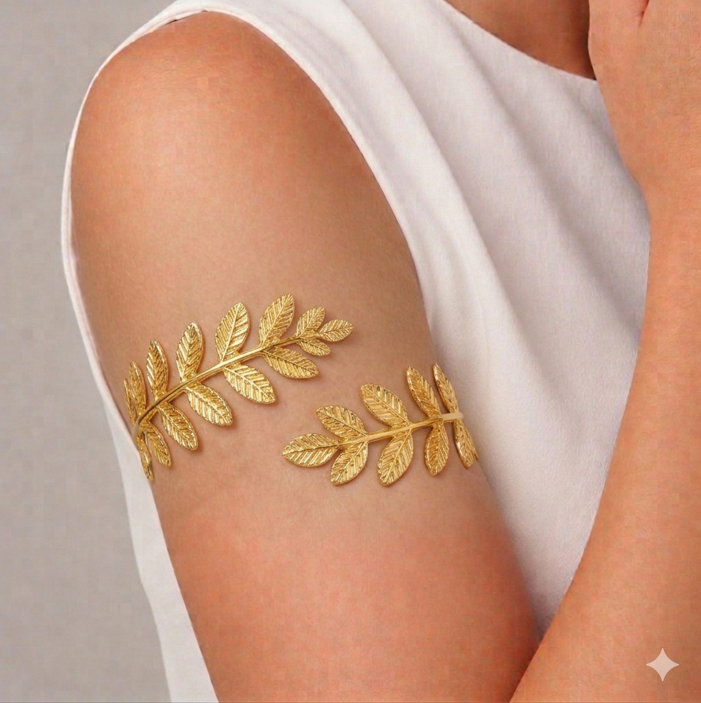 Golden Leaf Arm Cuff Bracelet for Women