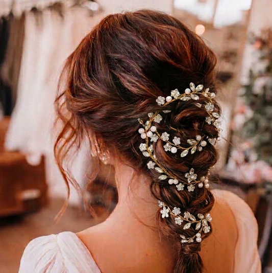 Crystal Pearl Blossom Hair Vine
