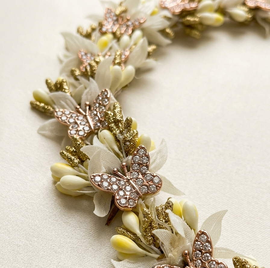 Hair Gajra Tassel With Floral And Butterfly Design