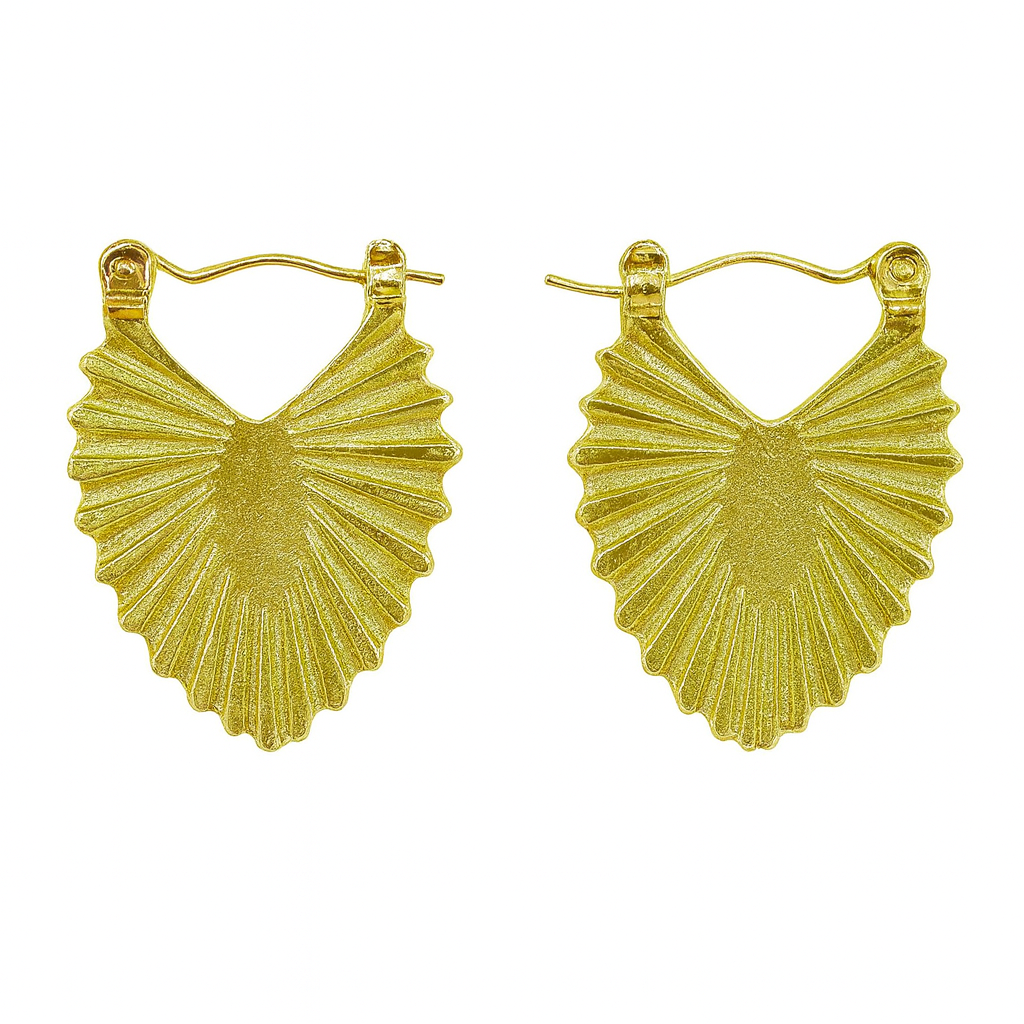 Gold Toned Anti Tarnish Fan-Shape Hoops