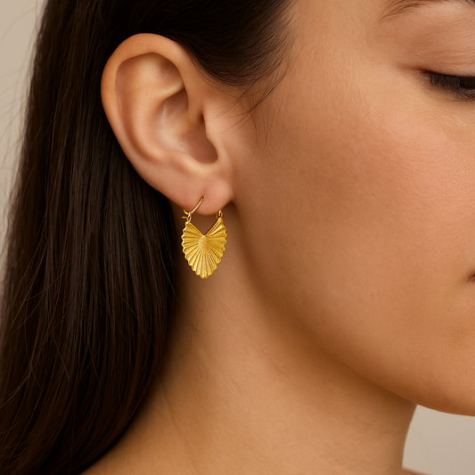 Gold Toned Anti Tarnish Fan-Shape Hoops