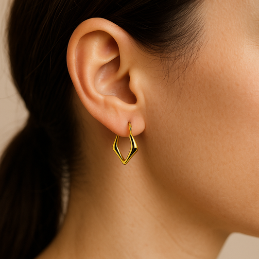 Gold Toned Anti Tarnish Geometric Hoops