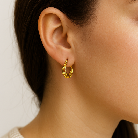 Gold Toned Anti Tarnish U Rings Hoops