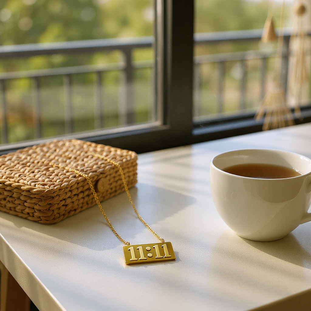 11:11 Angel Number Gold Toned Pendant With Chain