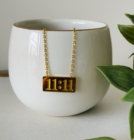 11:11 Angel Number Gold Toned Pendant With Chain