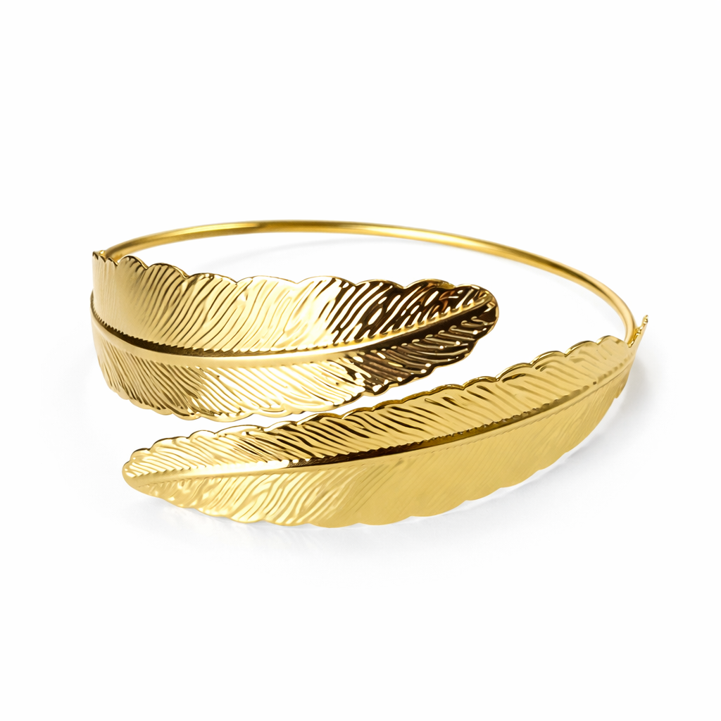 Golden Feather Open Arm Cuff