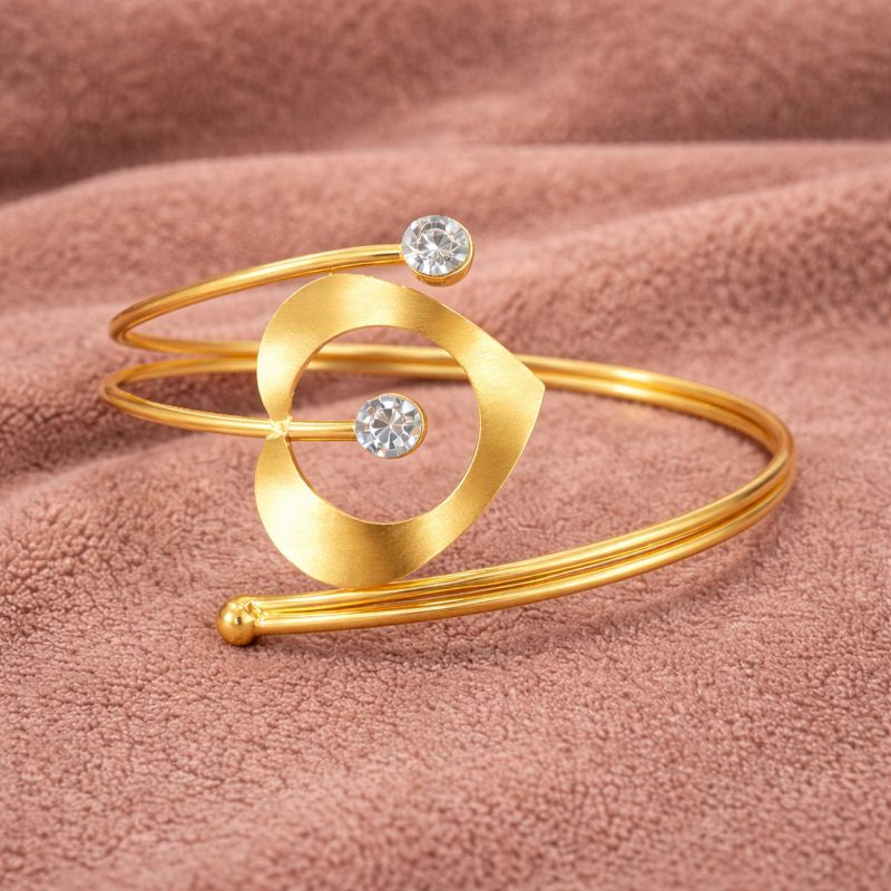 Chic Heart Loop Gold Crystal Arm Cuff
