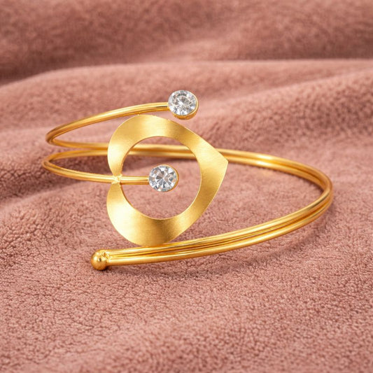 Chic Heart Loop Gold Crystal Arm Cuff