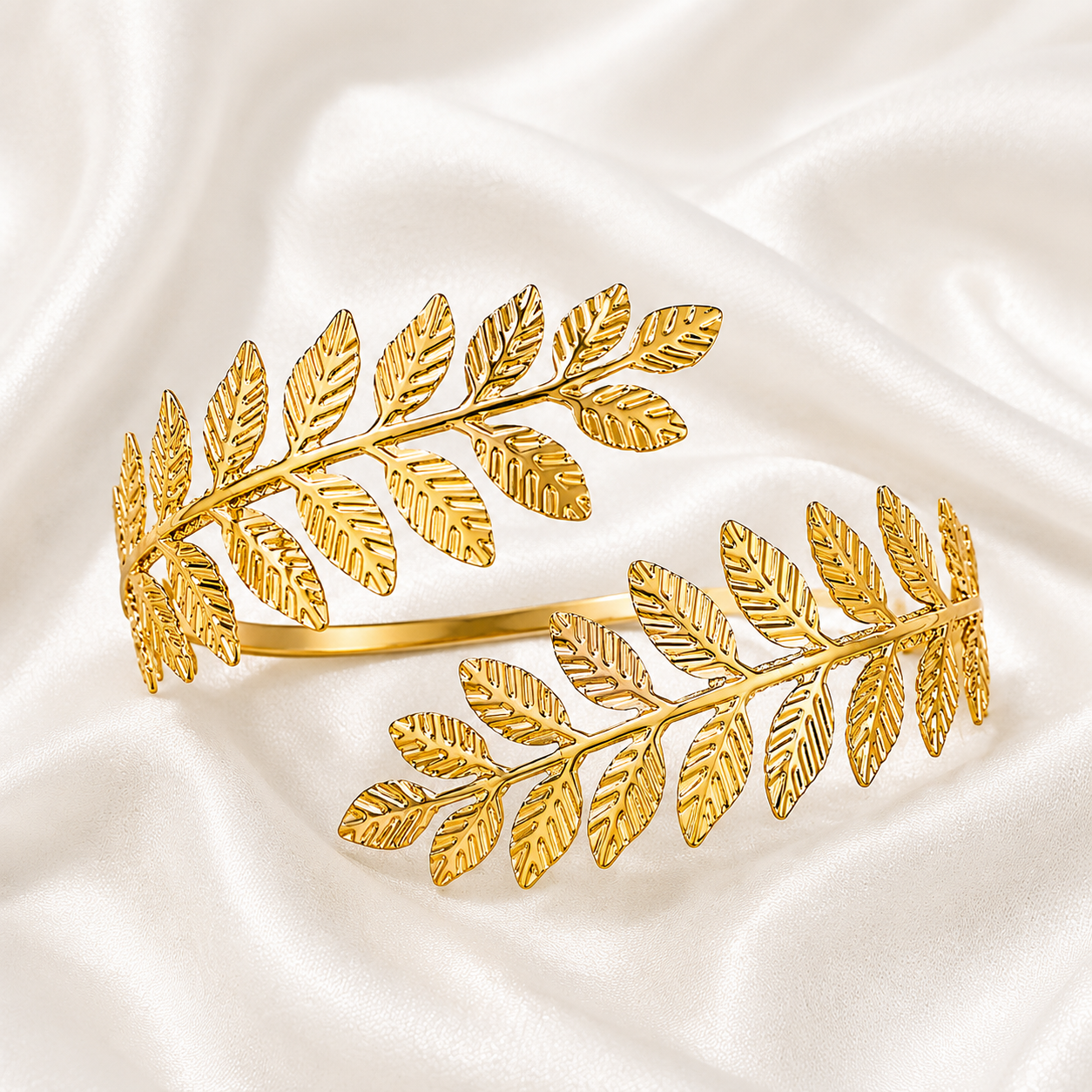 Golden Leaf Arm Cuff Bracelet for Women