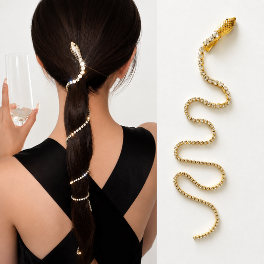 Sparkling Snake Hair Clip with Rhinestone Chain
