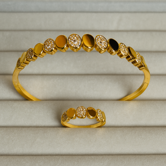 Golden Radiance Openable Bracelet & Ring Set
