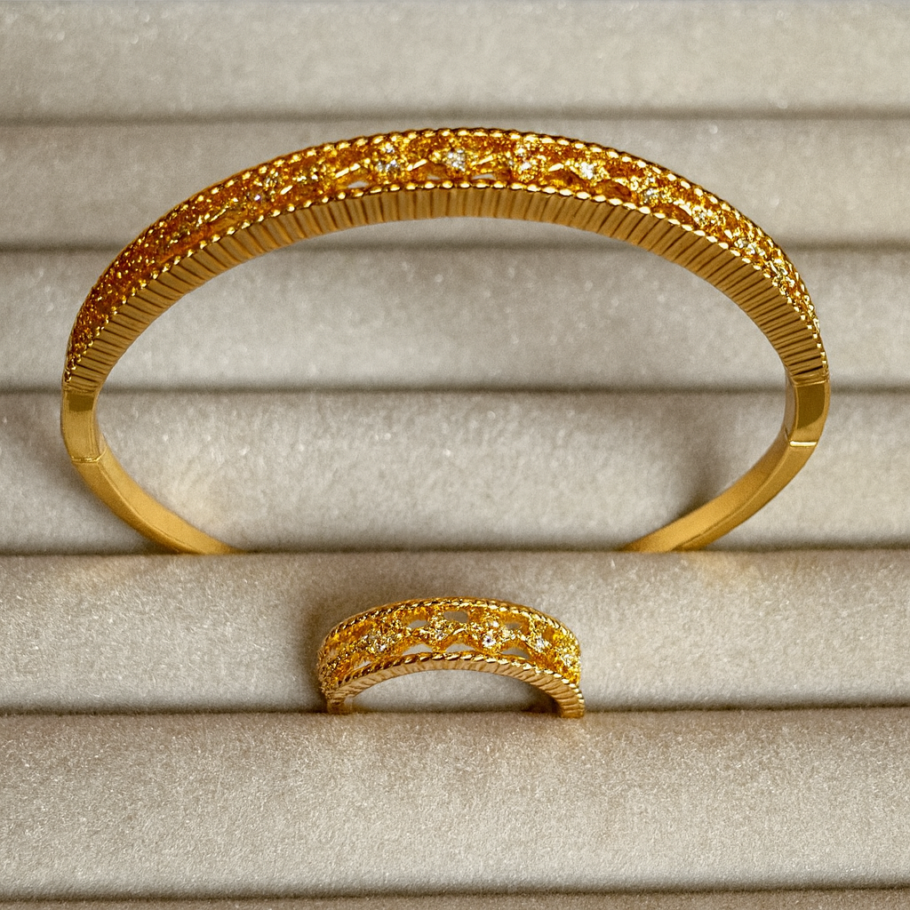 Golden Luxe Spark Openable Bracelet & Ring Set