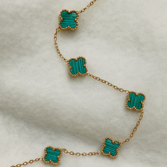 Emerald Clover Charm Gold Plated Bracelet