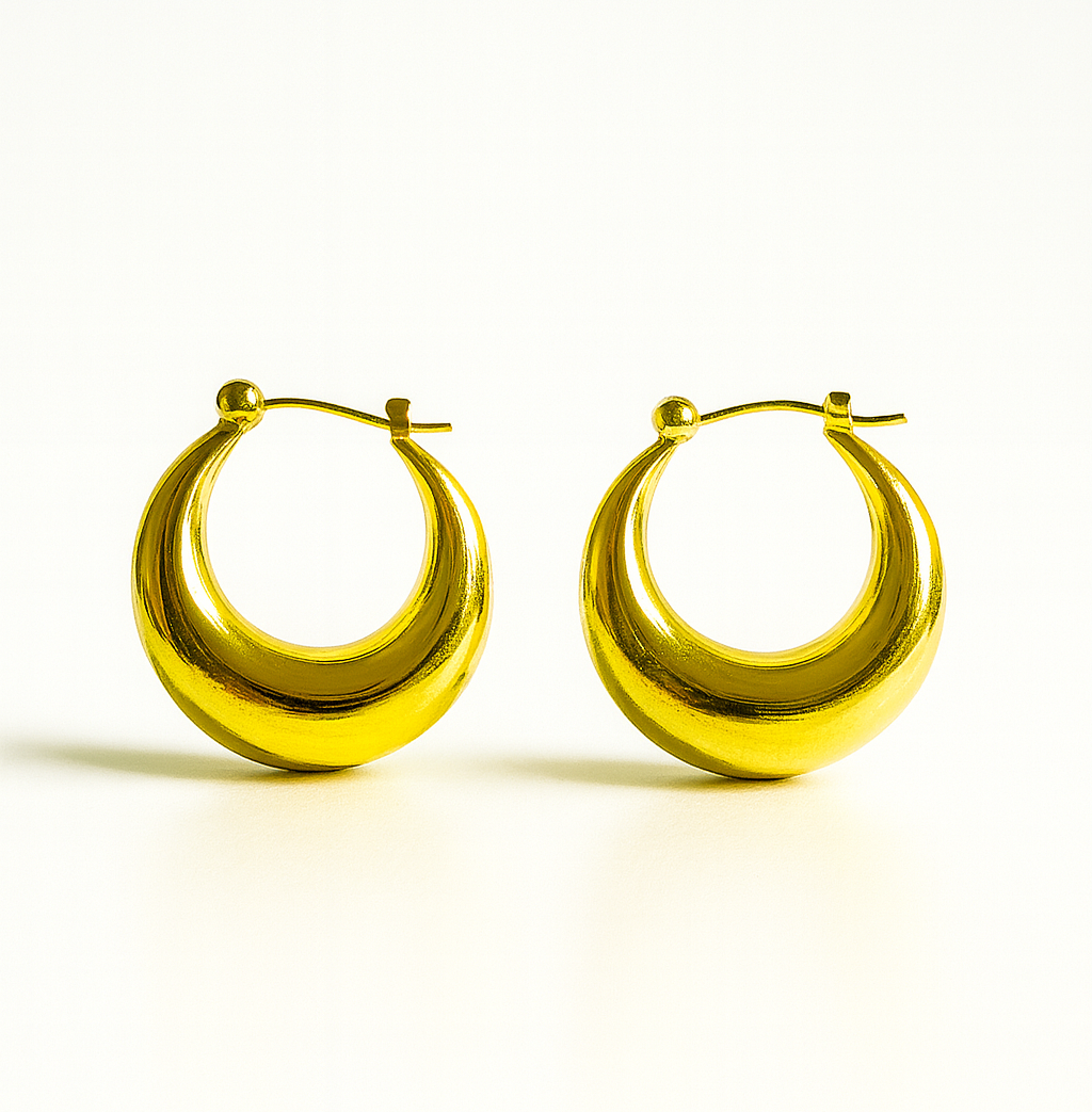 Gold Toned Anti Tarnish Classic Huggie Hoops