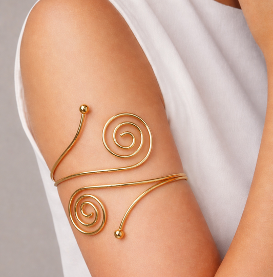 Gold Tone Swirl Arm Cuff