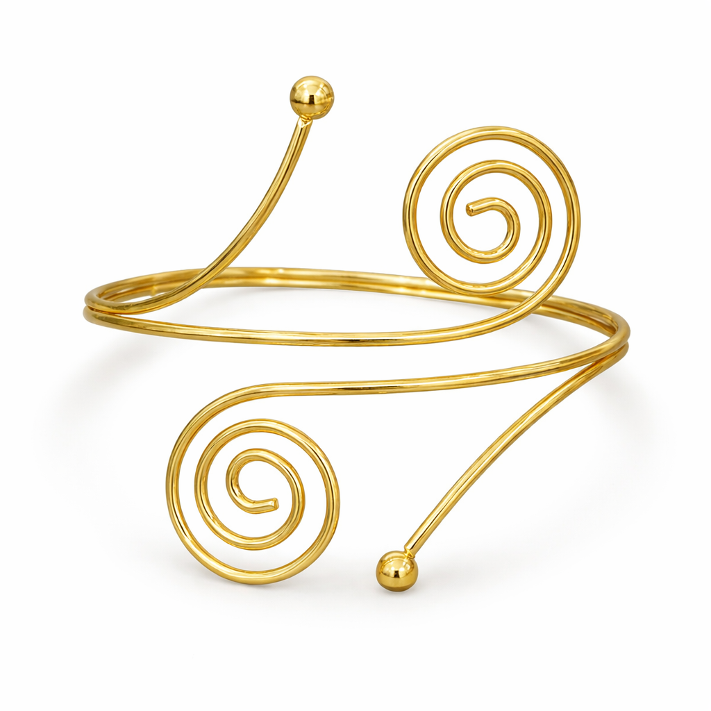 Gold Tone Swirl Arm Cuff