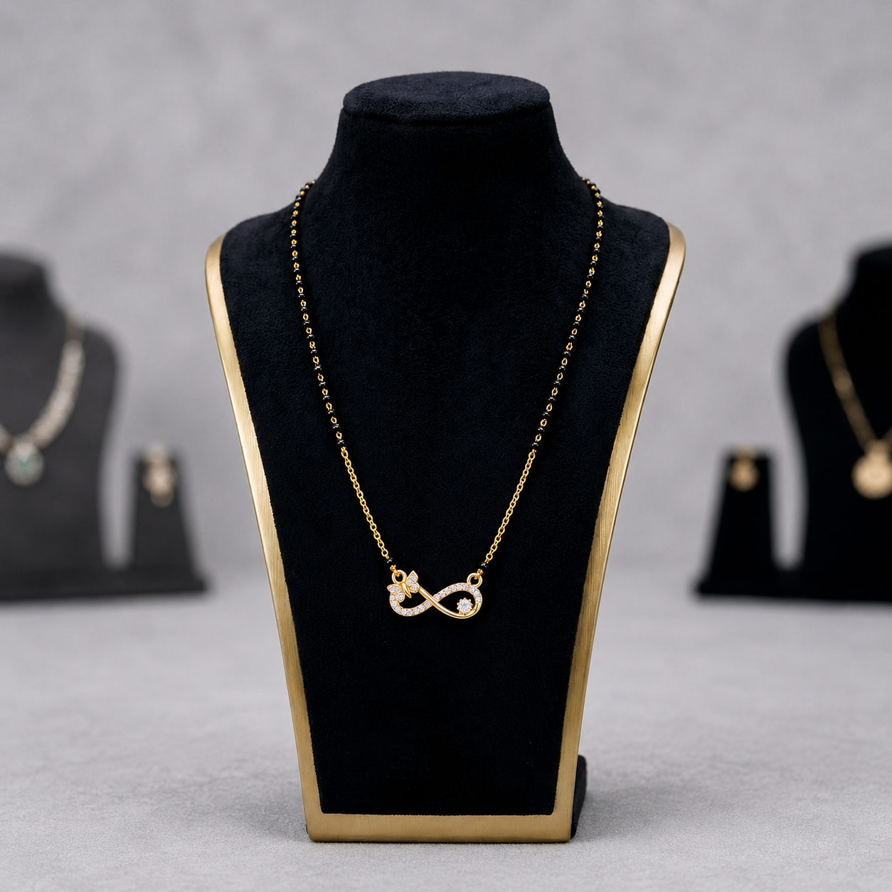 Elegant Infinity Mangalsutra with Butterfly & Diamond Accents