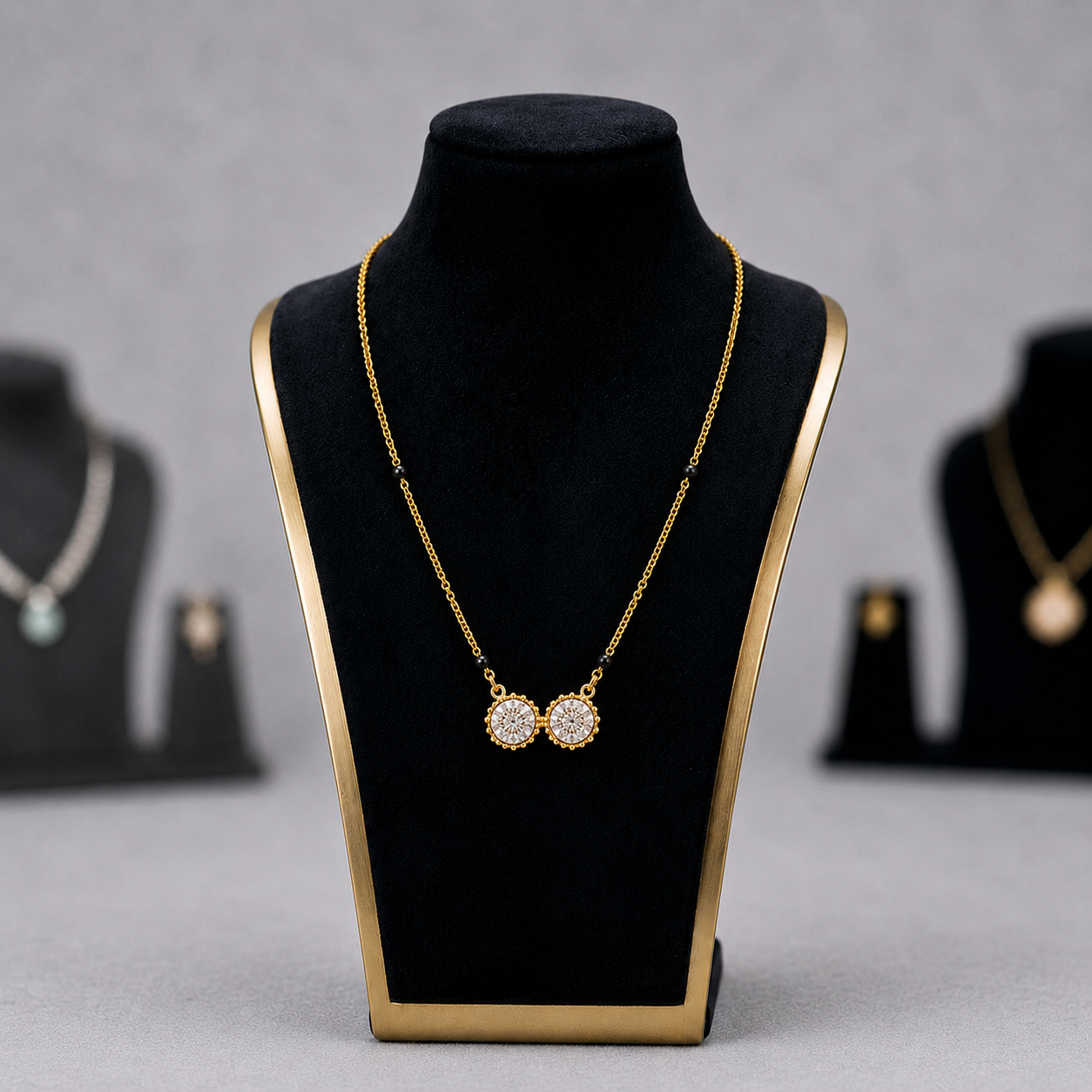 Twin Crystal Vati Mangalsutra Necklace