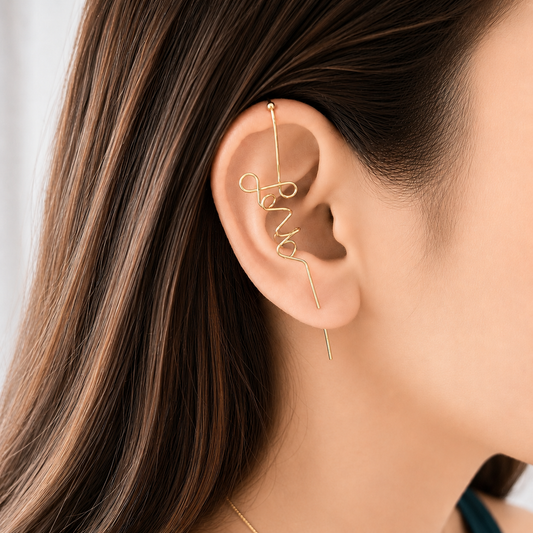 Romantic Love Signature Needle Ear Cuff Earrings