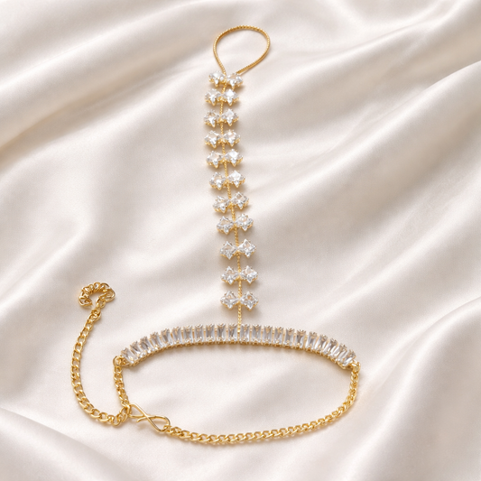 Elegant Golden Hand Chain Ring Bracelet