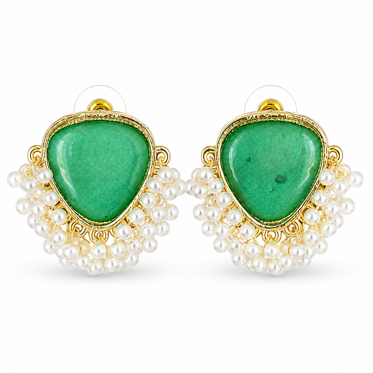 Mint Green Charm Pearl Cluster Earrings