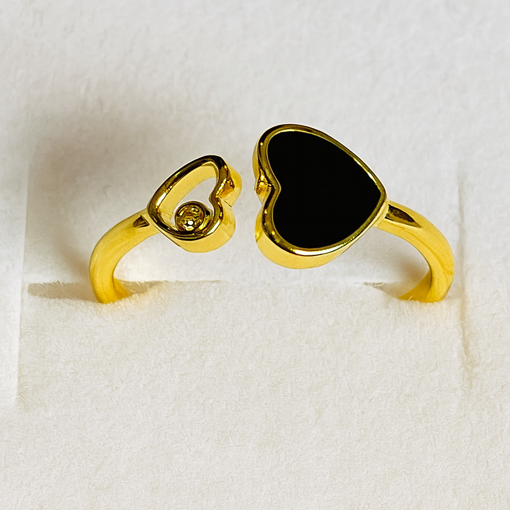 Set of 4 Elegant Zirconia Gold plated Adjustable Rings