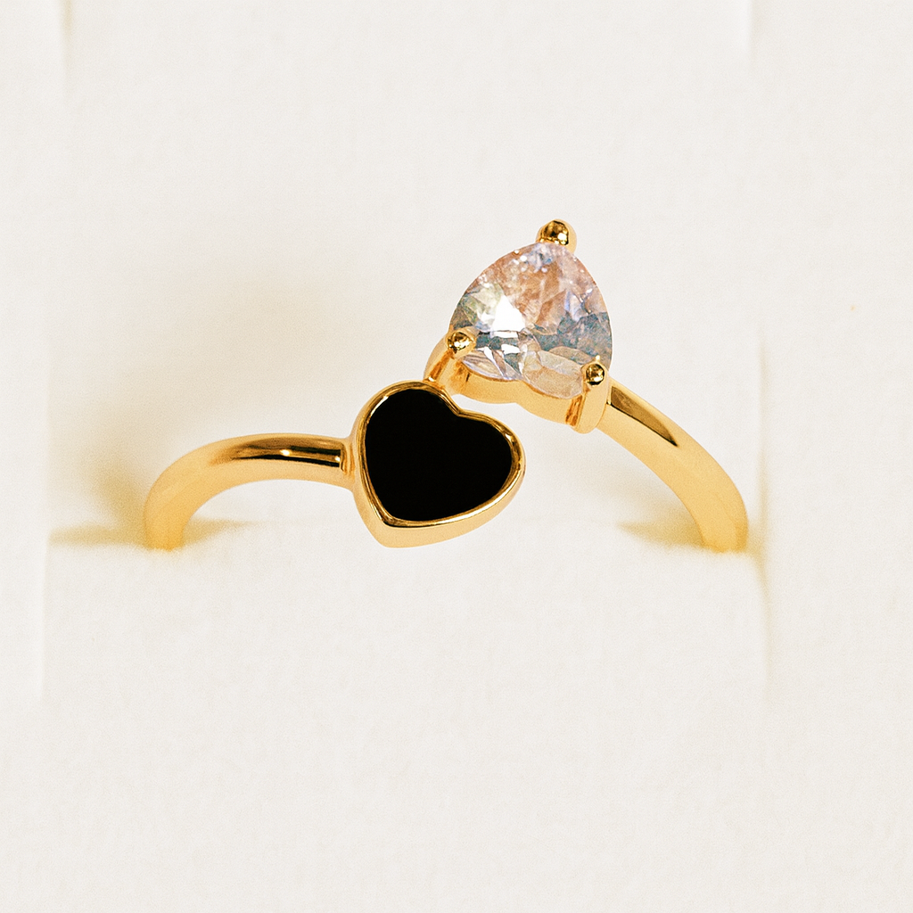 Set of 4 Elegant Zirconia and Gold Plated Adjustable Rings