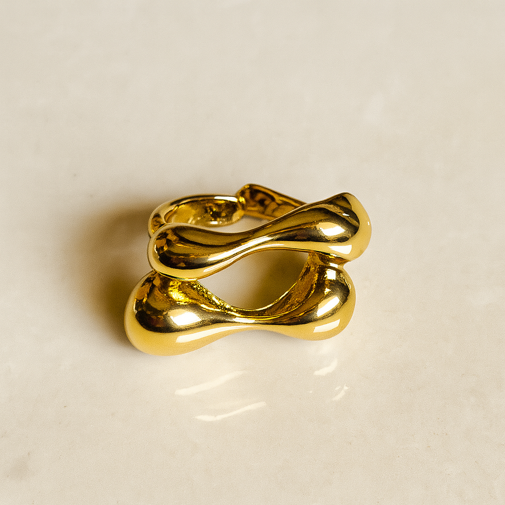 Golden Aura- Set of 4 Bold 18k Gold Plated Statement Rings
