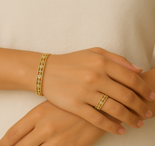 Golden Luxe Spark Openable Bracelet & Ring Set