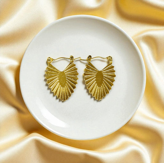 Gold Toned Anti Tarnish Fan-Shape Hoops
