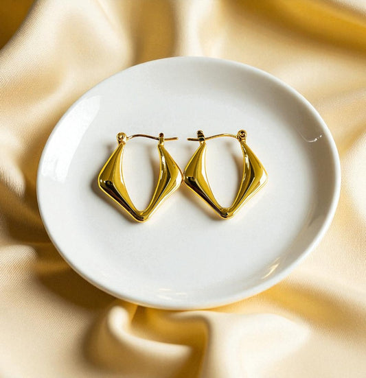 Gold Toned Anti Tarnish Geometric Hoops