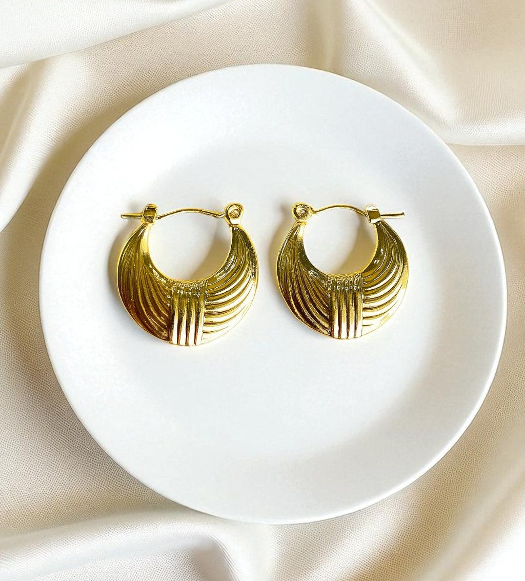 Gold Toned Anti Tarnish Crescent Moon Hoops