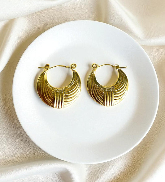 Gold Toned Anti Tarnish Crescent Moon Hoops