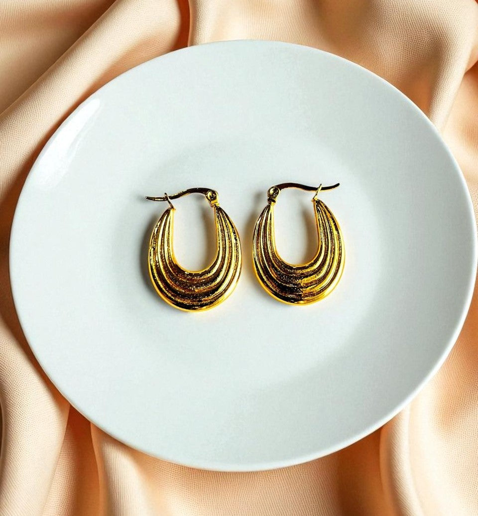 Gold Toned Anti Tarnish U Rings Hoops