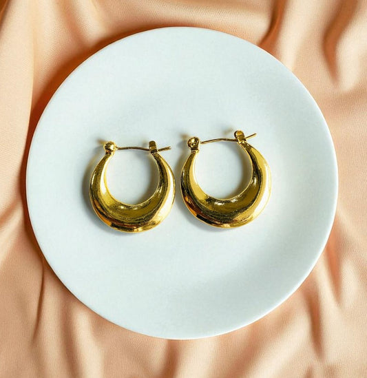 Gold Toned Anti Tarnish Classic Huggie Hoops