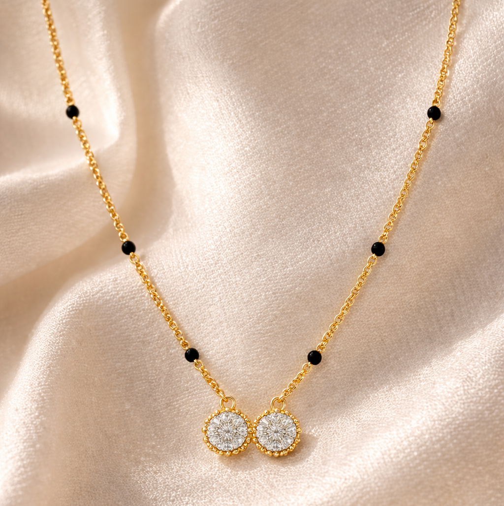 Twin Crystal Vati Mangalsutra Necklace