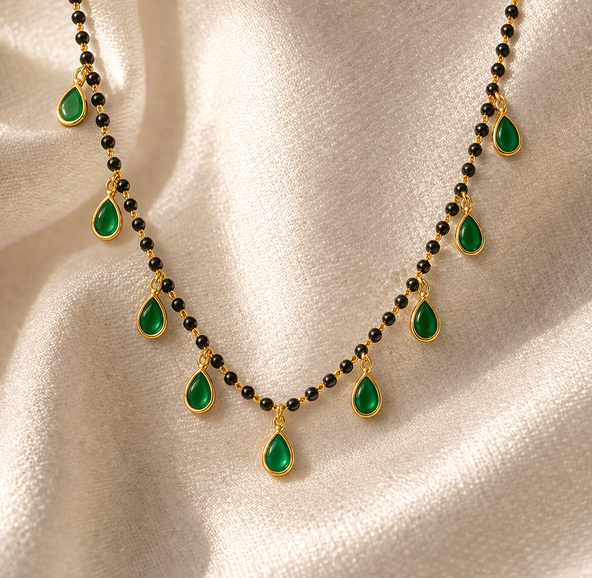 Emerald Drops Mangalsutra Necklace