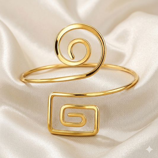 Golden Swirl Open Arm Cuff Bracelet