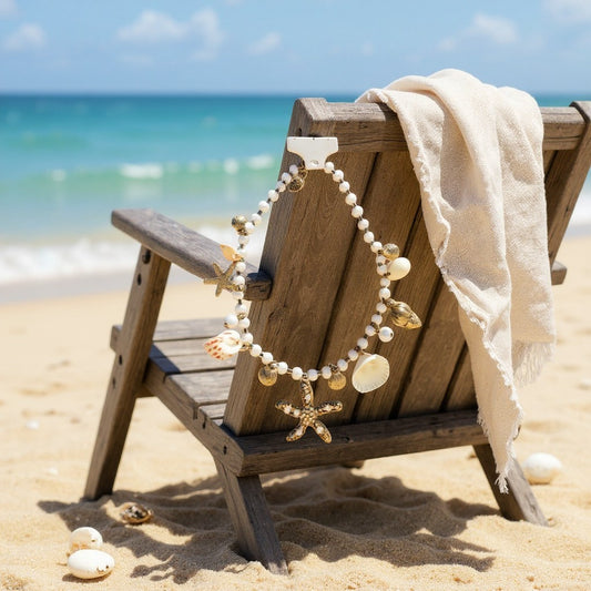 Pearl Necklace With Sea Shell Charms