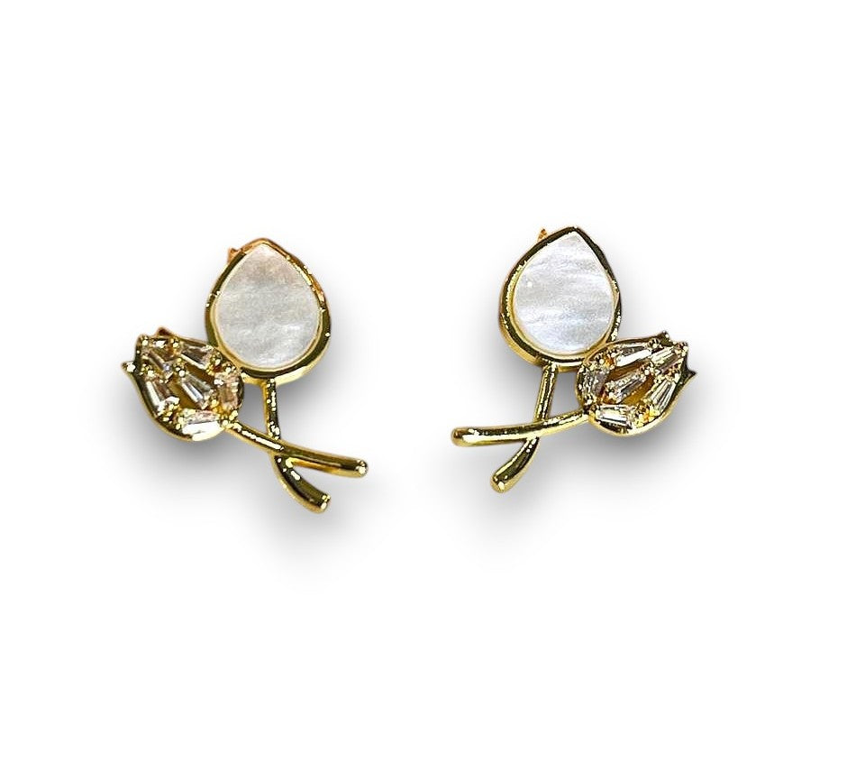 Gold Toned Tulip Flower Stud Earrings