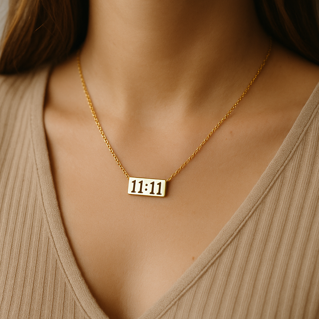11:11 Angel Number Gold Toned Pendant With Chain