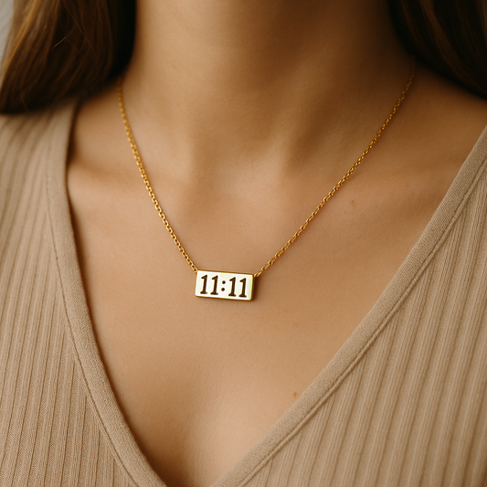 11:11 Angel Number Gold Toned Pendant With Chain