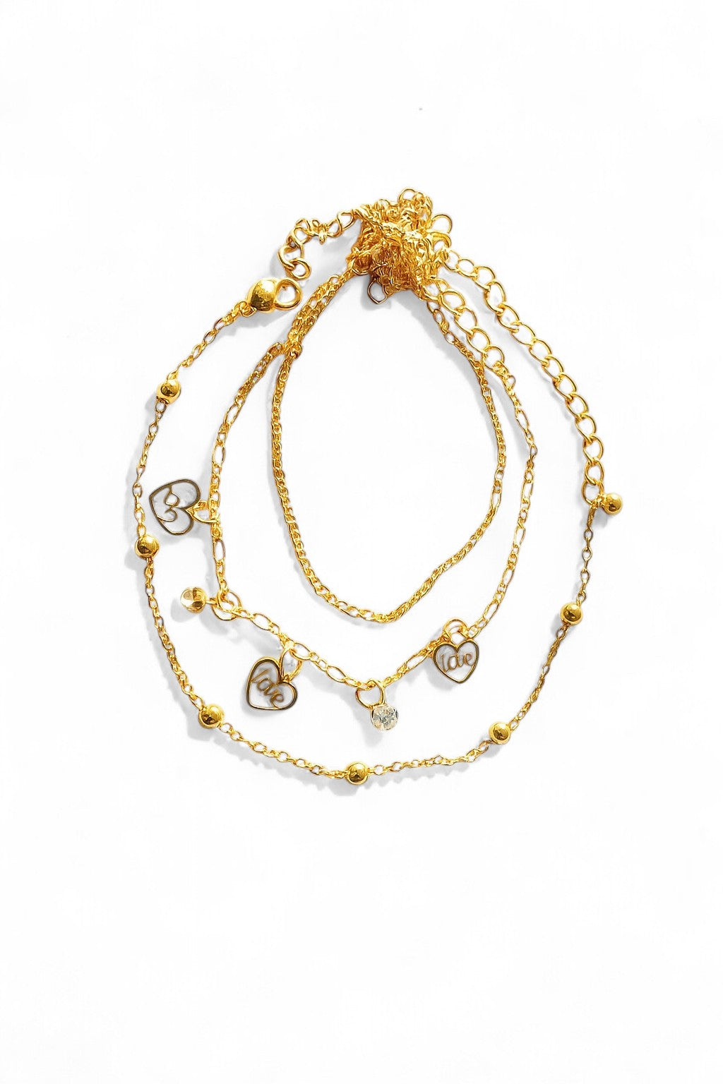 Set of 3 Heart & Love Charm Bracelet